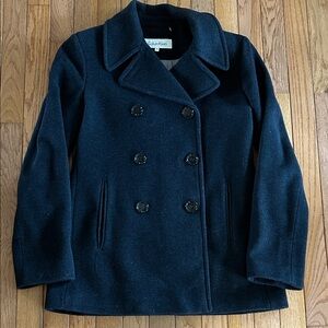 Calvin Klein Dark Gray Double-Breasted Wool Peacoat